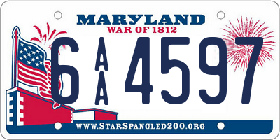 MD license plate 6AA4597