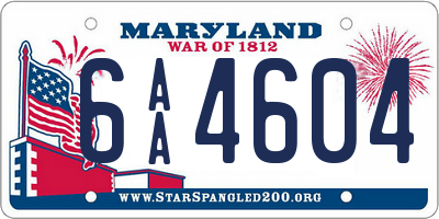 MD license plate 6AA4604