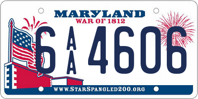 MD license plate 6AA4606
