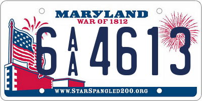 MD license plate 6AA4613