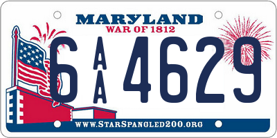 MD license plate 6AA4629