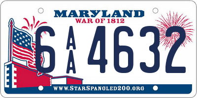 MD license plate 6AA4632