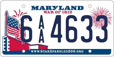 MD license plate 6AA4633