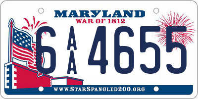 MD license plate 6AA4655