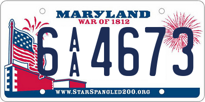 MD license plate 6AA4673
