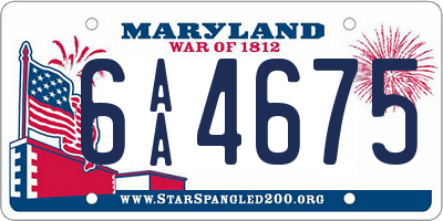 MD license plate 6AA4675