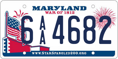 MD license plate 6AA4682