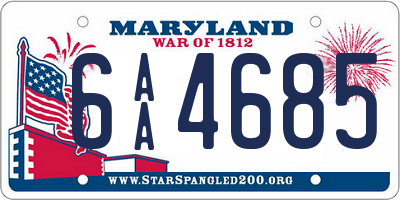 MD license plate 6AA4685