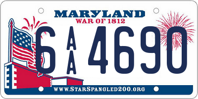 MD license plate 6AA4690