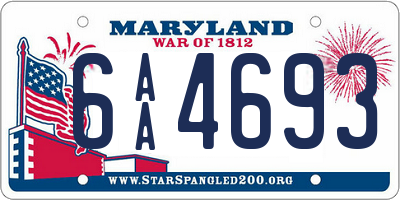 MD license plate 6AA4693