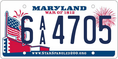MD license plate 6AA4705