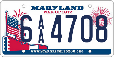 MD license plate 6AA4708