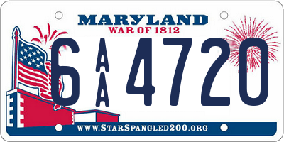 MD license plate 6AA4720