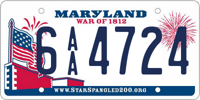 MD license plate 6AA4724