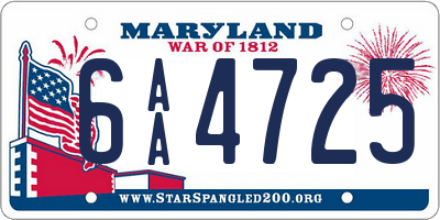 MD license plate 6AA4725