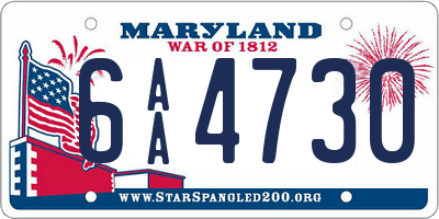 MD license plate 6AA4730