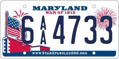 MD license plate 6AA4733