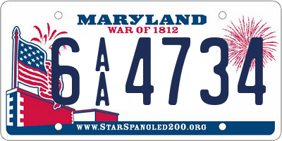 MD license plate 6AA4734