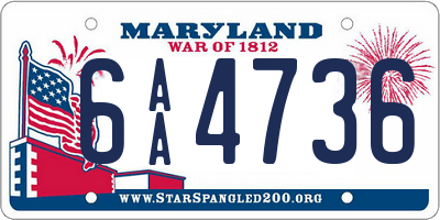 MD license plate 6AA4736