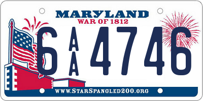 MD license plate 6AA4746