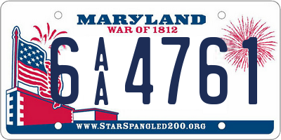 MD license plate 6AA4761