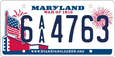 MD license plate 6AA4763