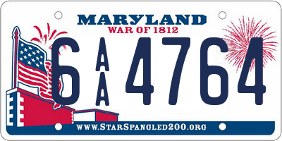 MD license plate 6AA4764