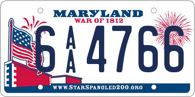 MD license plate 6AA4766