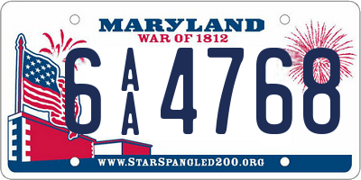 MD license plate 6AA4768