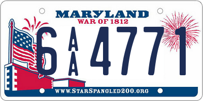 MD license plate 6AA4771
