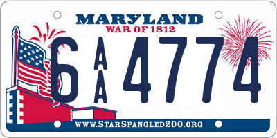 MD license plate 6AA4774