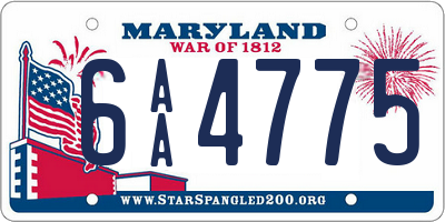 MD license plate 6AA4775