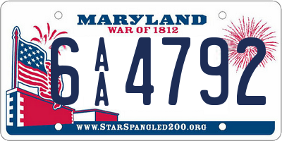 MD license plate 6AA4792