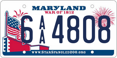 MD license plate 6AA4808