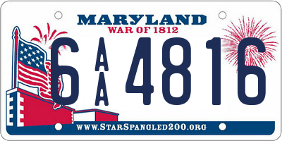 MD license plate 6AA4816