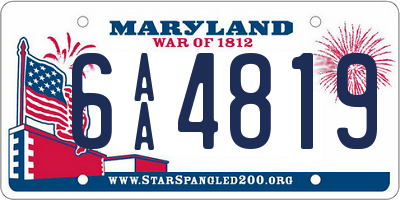 MD license plate 6AA4819
