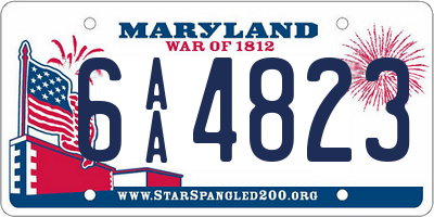 MD license plate 6AA4823