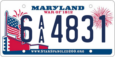 MD license plate 6AA4831