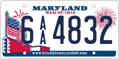 MD license plate 6AA4832