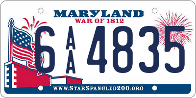 MD license plate 6AA4835