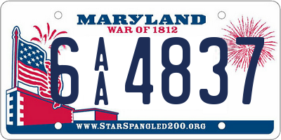 MD license plate 6AA4837