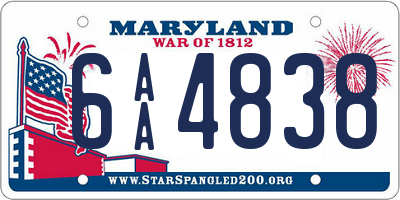 MD license plate 6AA4838