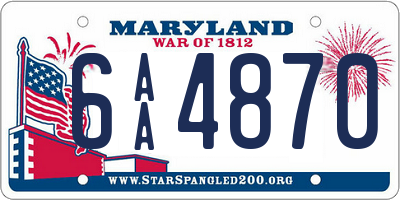 MD license plate 6AA4870