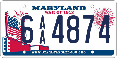 MD license plate 6AA4874