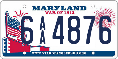 MD license plate 6AA4876
