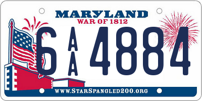 MD license plate 6AA4884