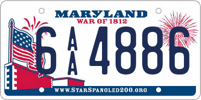 MD license plate 6AA4886