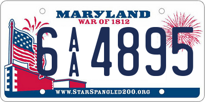 MD license plate 6AA4895