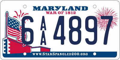 MD license plate 6AA4897