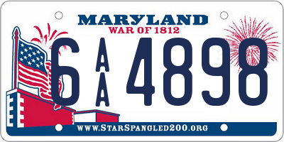 MD license plate 6AA4898